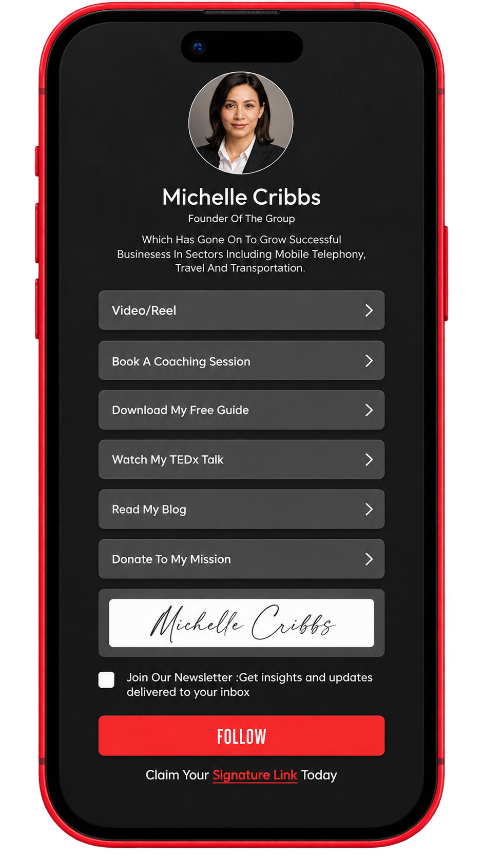 Michelle Cribbs mobile profile